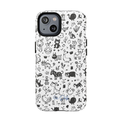 iPhone 14 Matte Phone Case - Doodle Zoo | MagSafe iPhone Case