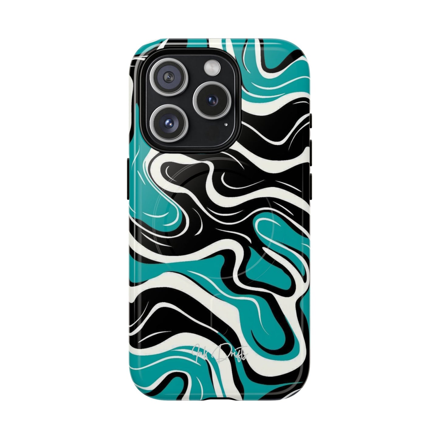 iPhone 15 Pro Glossy Phone Case - Teal Tempest | MagSafe iPhone Case