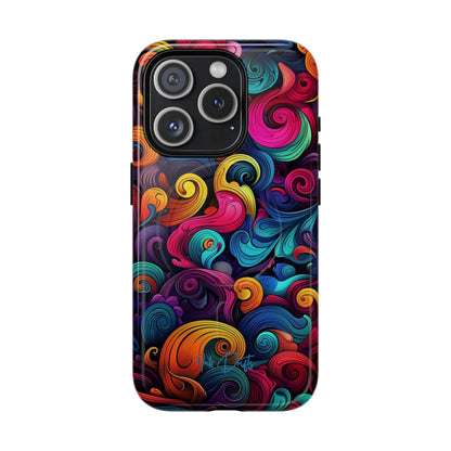 iPhone 15 Pro Glossy Phone Case - Psychedelic Waves | MagSafe iPhone Case