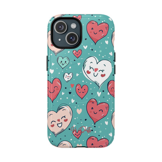 iPhone 15 Glossy Phone Case - Happy Hearts | MagSafe iPhone Case