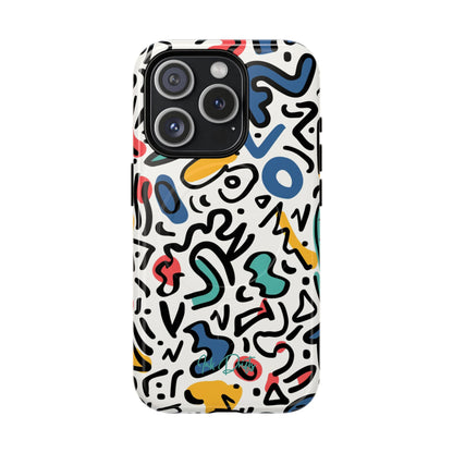 iPhone 15 Pro Glossy Phone Case - Playful Doodles | MagSafe iPhone Case