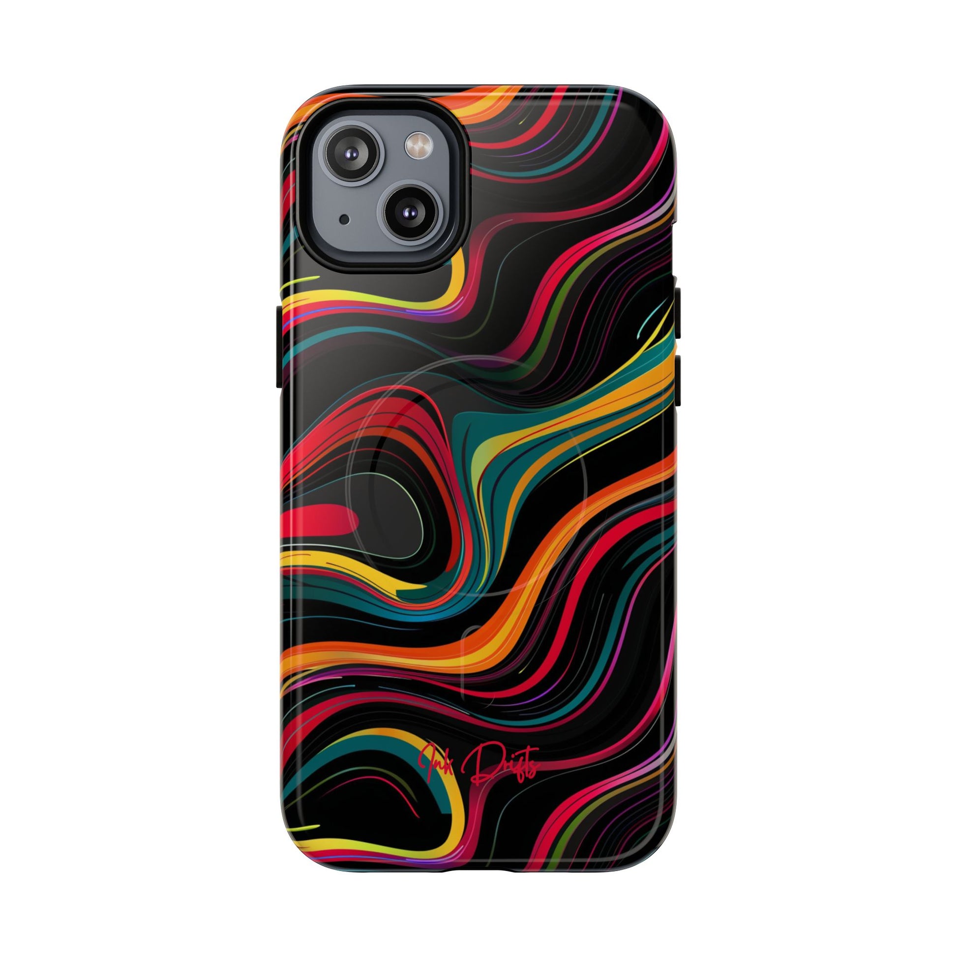 iPhone 14 Plus Glossy Phone Case - Vivid Currents | MagSafe iPhone Case