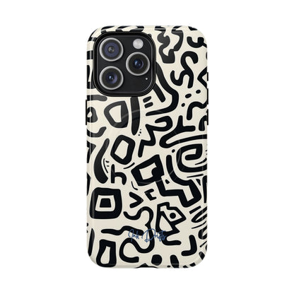 iPhone 15 Pro Max Glossy Phone Case - Abstract Doodle | MagSafe iPhone Case