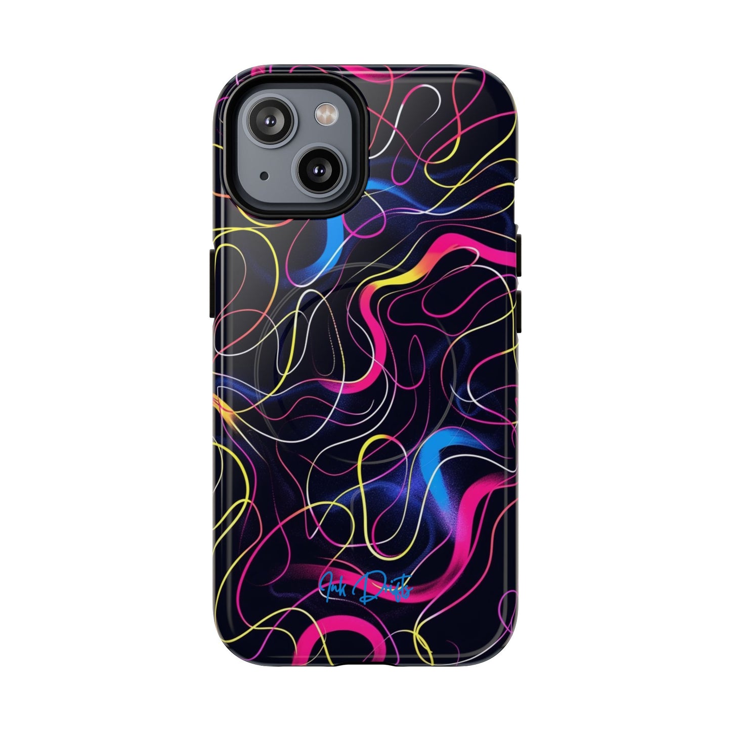 iPhone 14 Glossy Phone Case - Neon Tangles | MagSafe iPhone Case