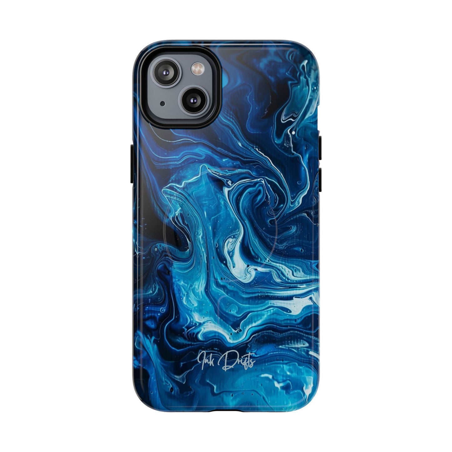 iPhone 14 Plus Glossy Phone Case - Blue Swirl | MagSafe iPhone Case