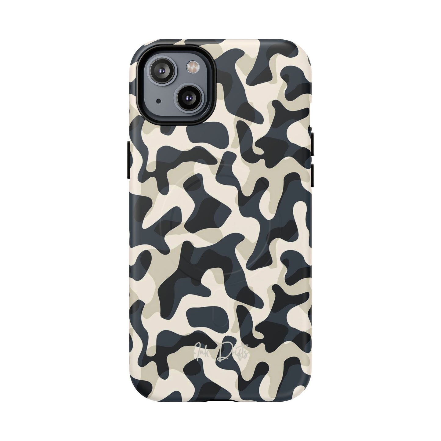 iPhone 14 Plus Matte Phone Case - Monochrome Camo | MagSafe iPhone Case