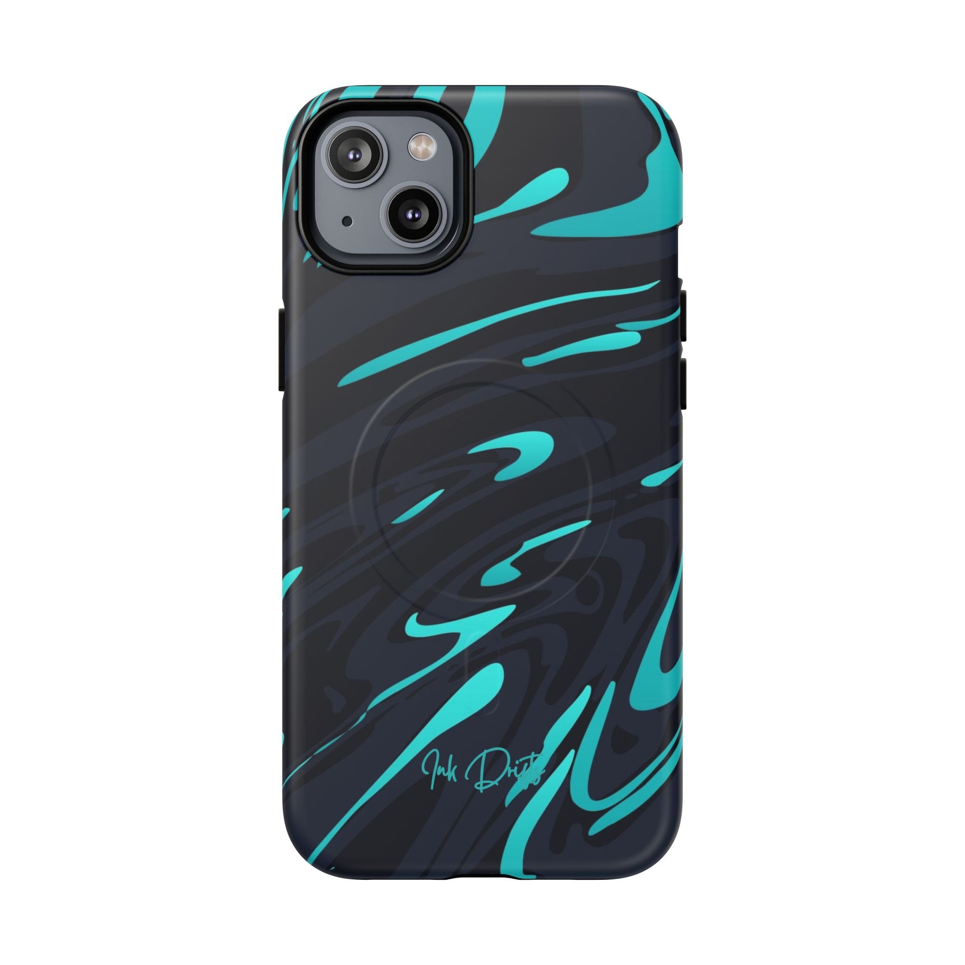 iPhone 14 Plus Matte Phone Case - Turquoise Splash | MagSafe iPhone Case