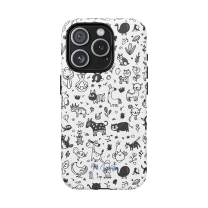 iPhone 15 Pro Matte Phone Case - Doodle Zoo | MagSafe iPhone Case