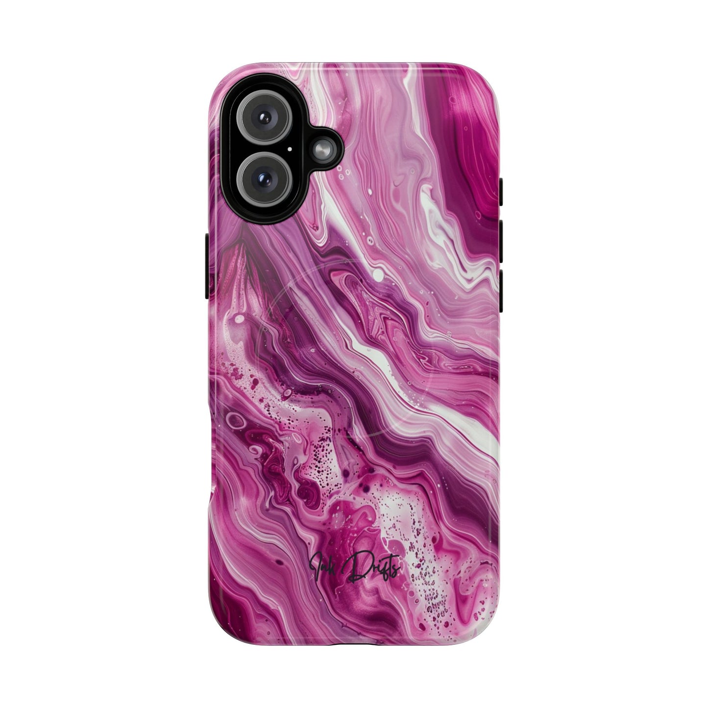 iPhone 16 Plus Glossy Phone Case - Pink Marble | MagSafe iPhone Case