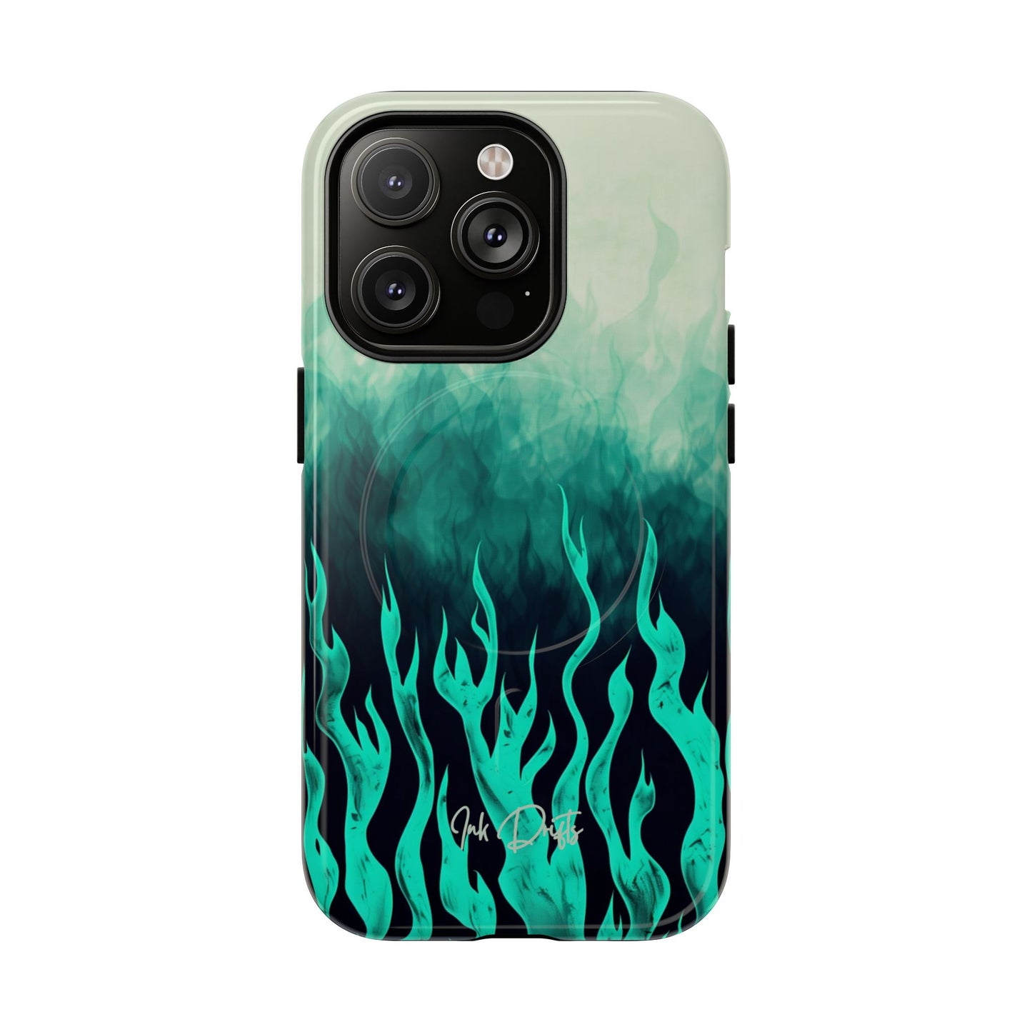 iPhone 14 Pro Glossy Phone Case - Teal Inferno | MagSafe iPhone Case