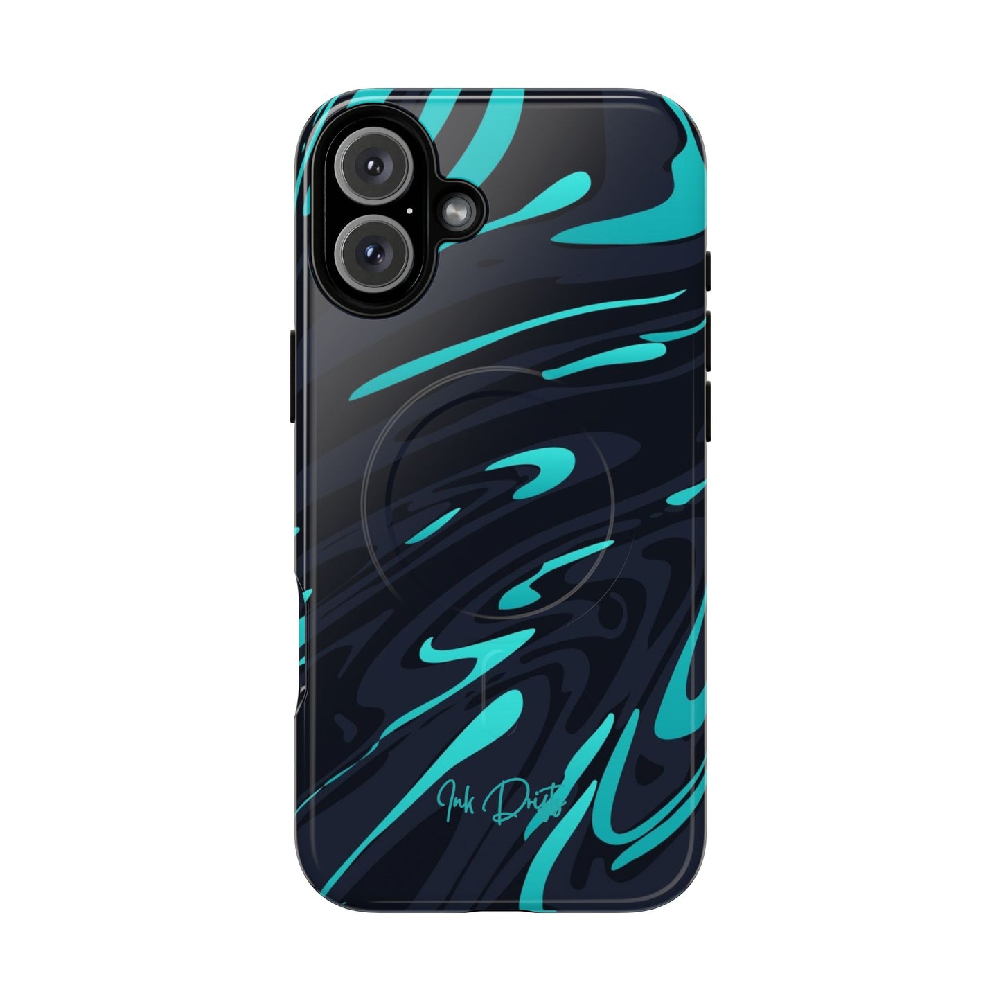 iPhone 16 Plus Glossy Phone Case - Turquoise Splash | MagSafe iPhone Case