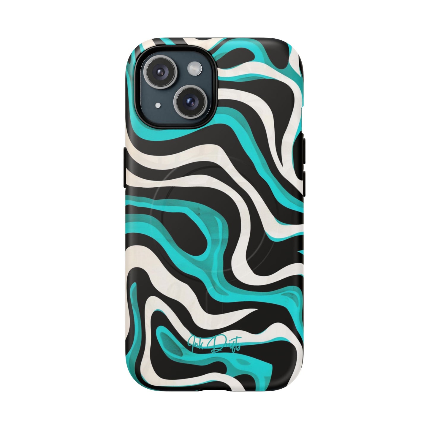 iPhone 15 Matte Phone Case - Aqua Strata | MagSafe iPhone Case