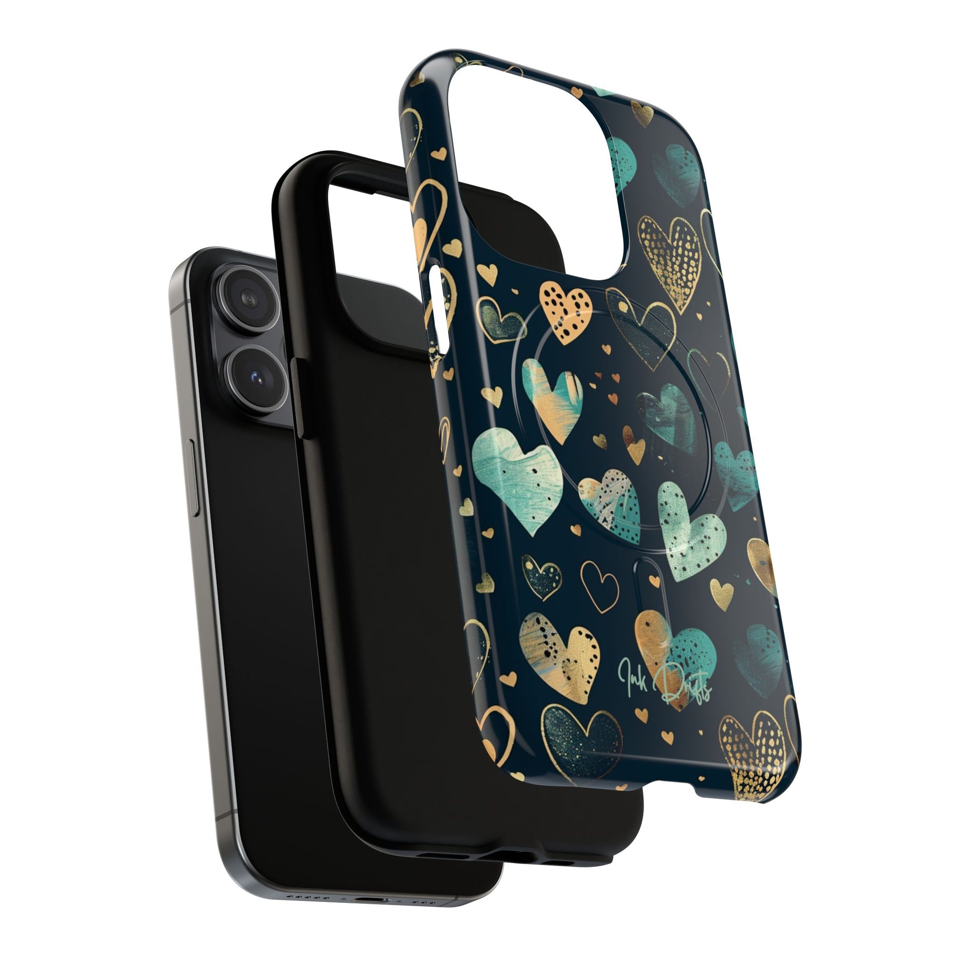 Phone Case - Golden Hearts | MagSafe iPhone Case