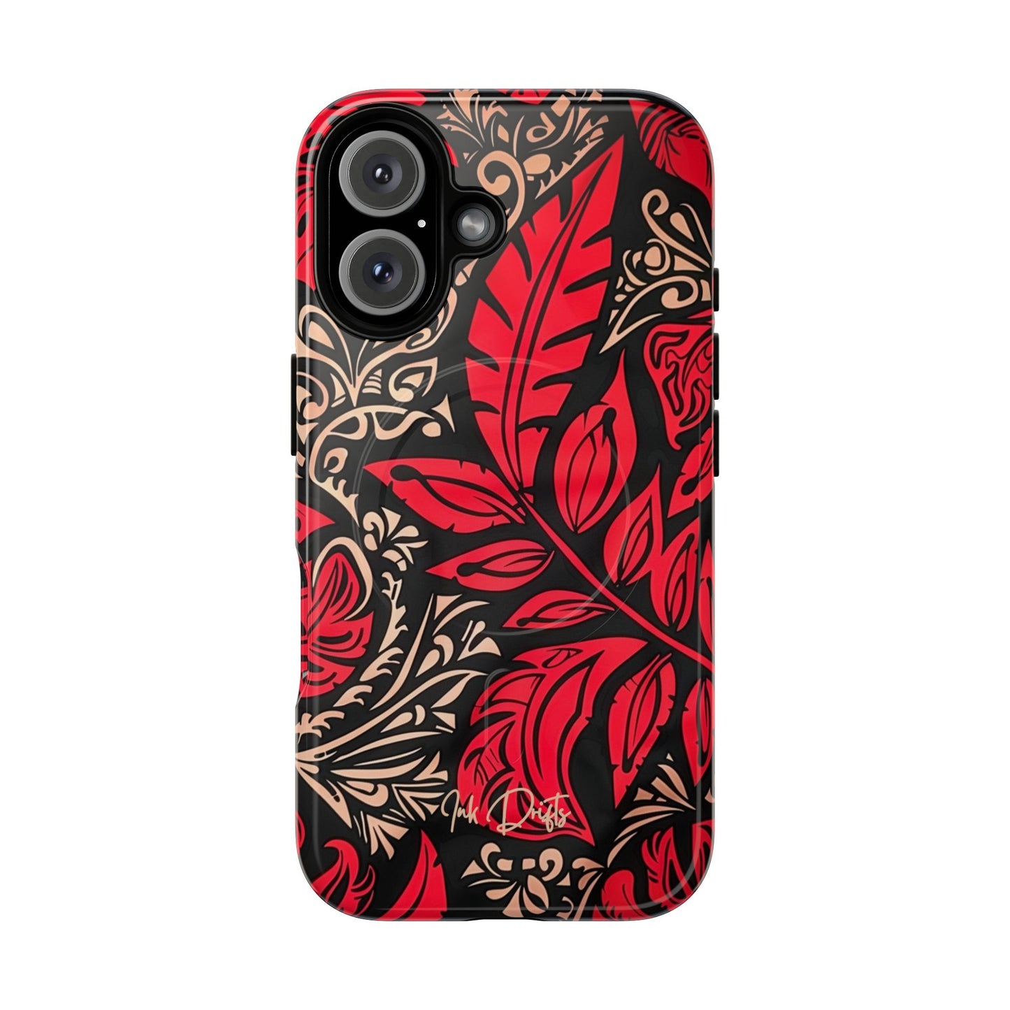 iPhone 16 Glossy Phone Case - Crimson Foliage | MagSafe iPhone Case