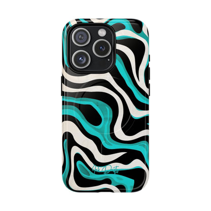 iPhone 15 Pro Glossy Phone Case - Aqua Strata | MagSafe iPhone Case