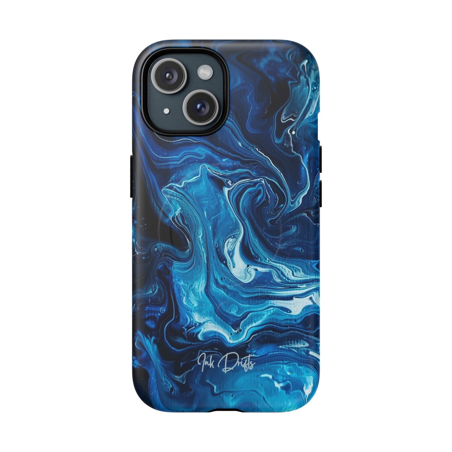 iPhone 15 Matte Phone Case - Blue Swirl | MagSafe iPhone Case