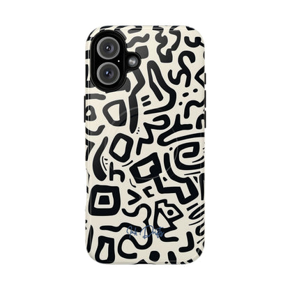 iPhone 16 Plus Glossy Phone Case - Abstract Doodle | MagSafe iPhone Case