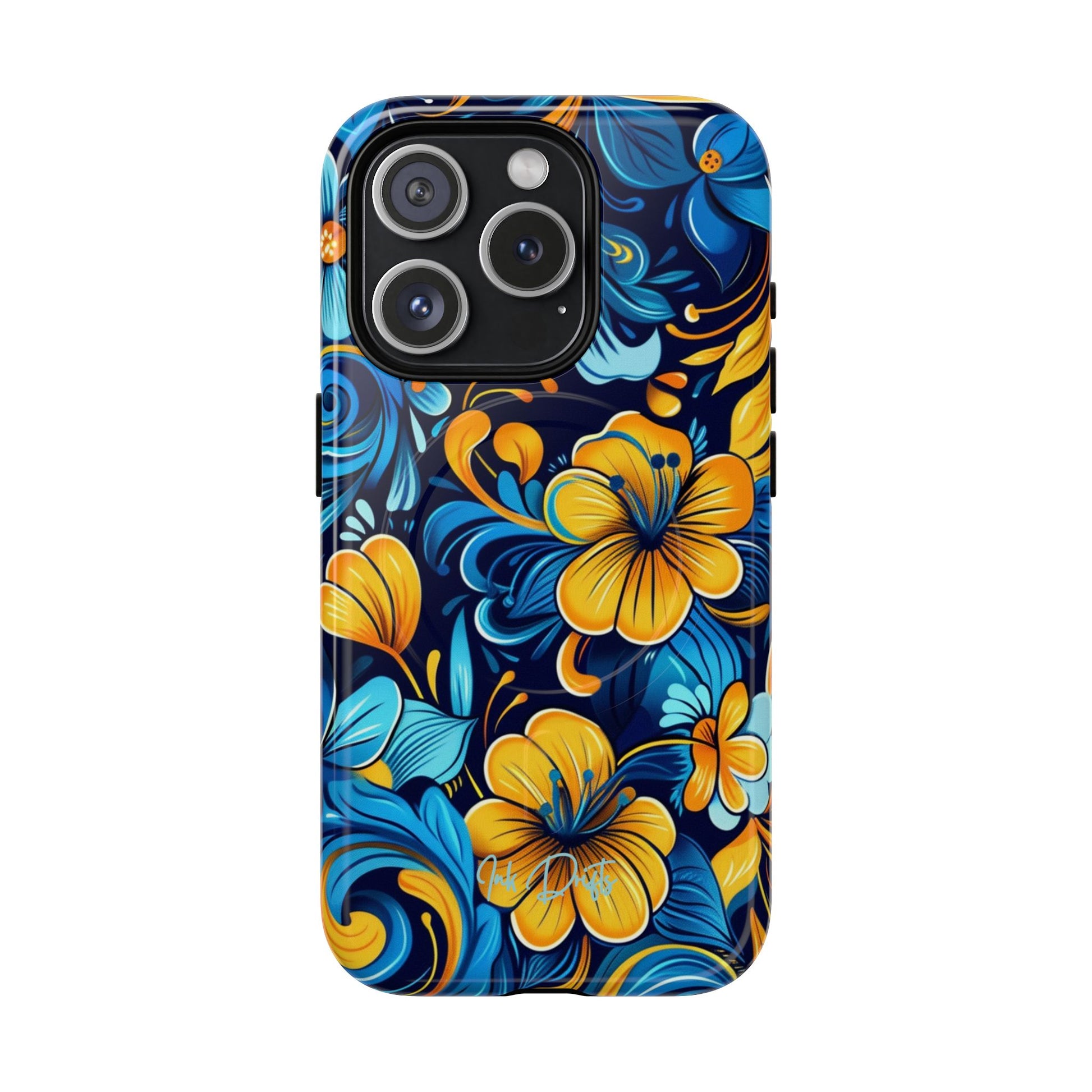 iPhone 15 Pro Glossy Phone Case - Floral Fusion | MagSafe iPhone Case