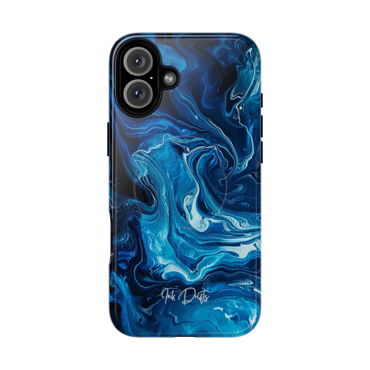 iPhone 16 Plus Glossy Phone Case - Blue Swirl | MagSafe iPhone Case