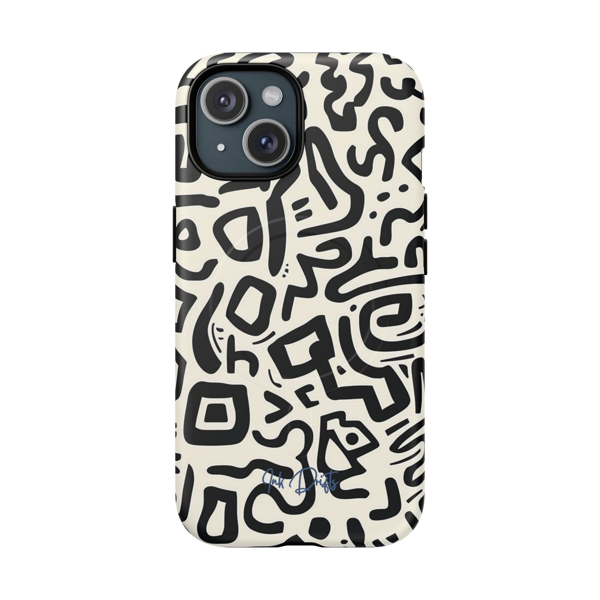 iPhone 15 Matte Phone Case - Abstract Doodle | MagSafe iPhone Case