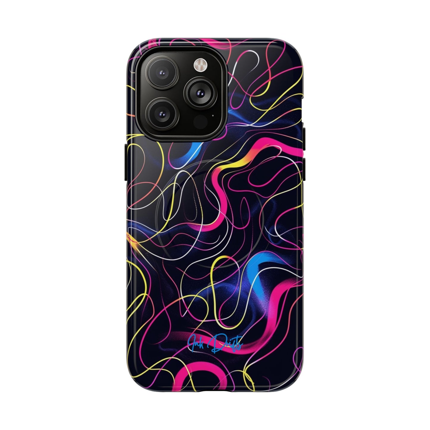 iPhone 14 Pro Max Glossy Phone Case - Neon Tangles | MagSafe iPhone Case