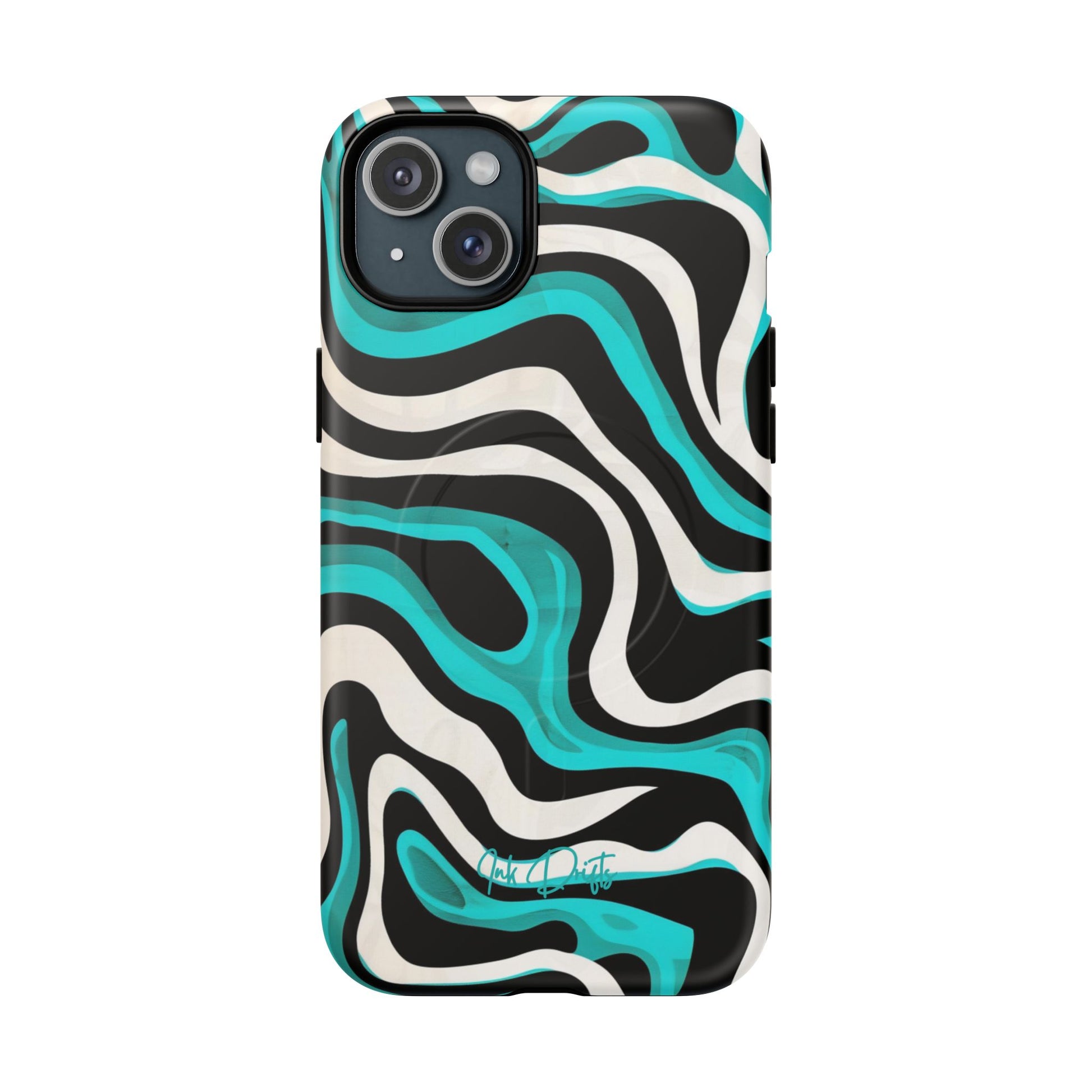 iPhone 15 Plus Matte Phone Case - Aqua Strata | MagSafe iPhone Case