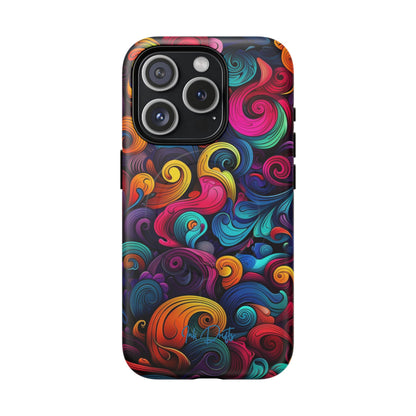 iPhone 15 Pro Matte Phone Case - Psychedelic Waves | MagSafe iPhone Case