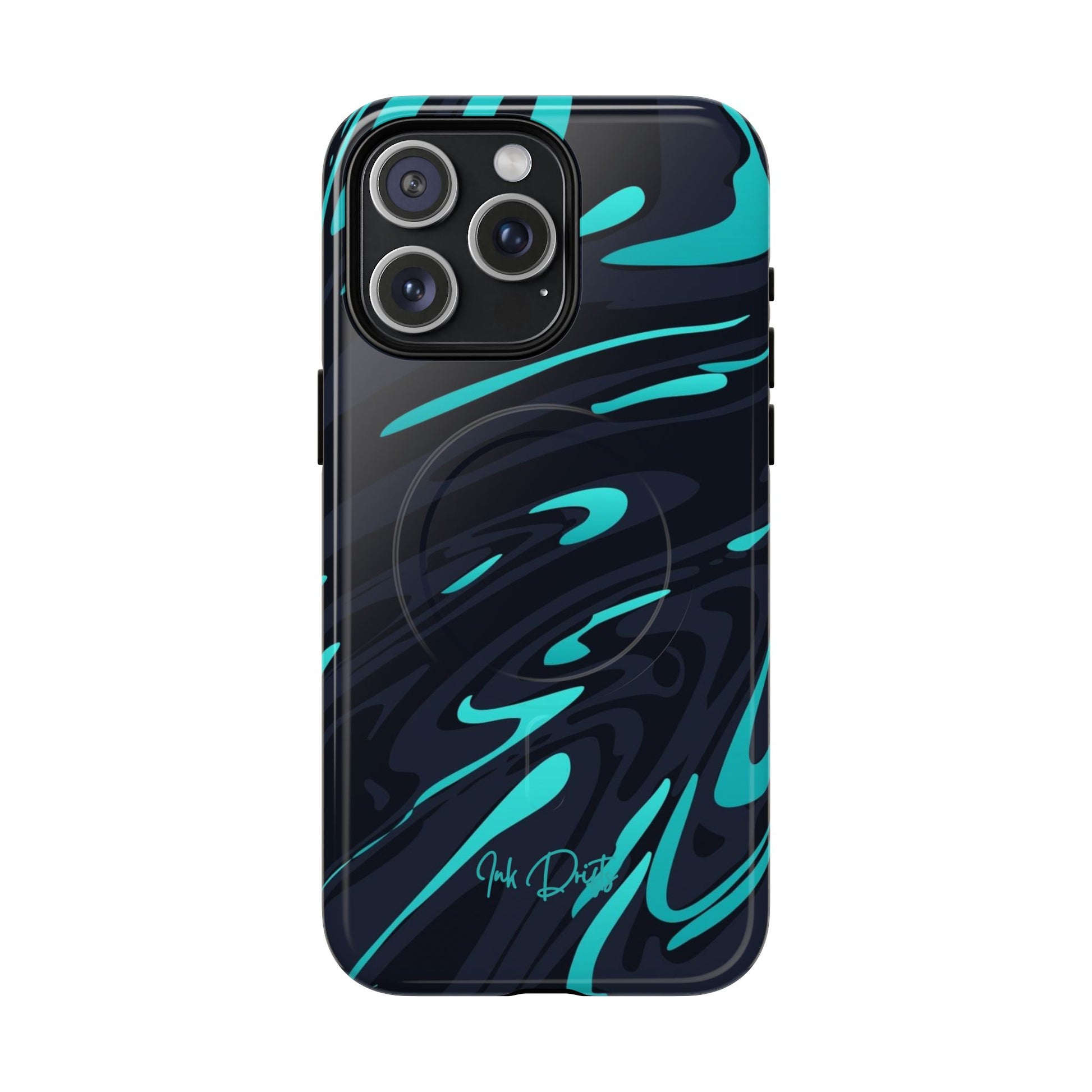 iPhone 15 Pro Max Glossy Phone Case - Turquoise Splash | MagSafe iPhone Case