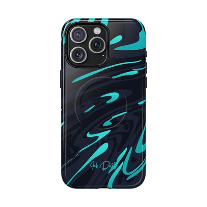 iPhone 15 Pro Max Glossy Phone Case - Turquoise Splash | MagSafe iPhone Case