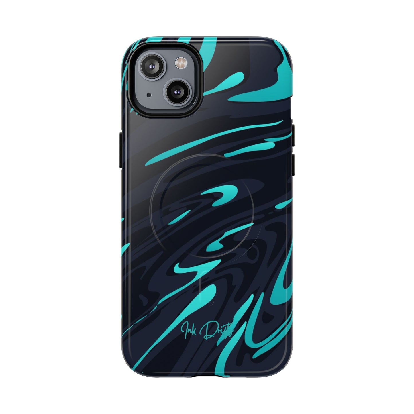 iPhone 14 Plus Glossy Phone Case - Turquoise Splash | MagSafe iPhone Case