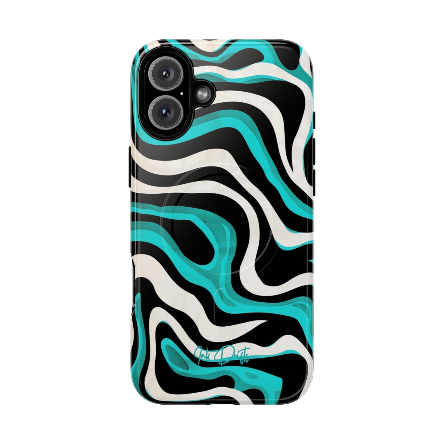 iPhone 16 Plus Glossy Phone Case - Aqua Strata | MagSafe iPhone Case