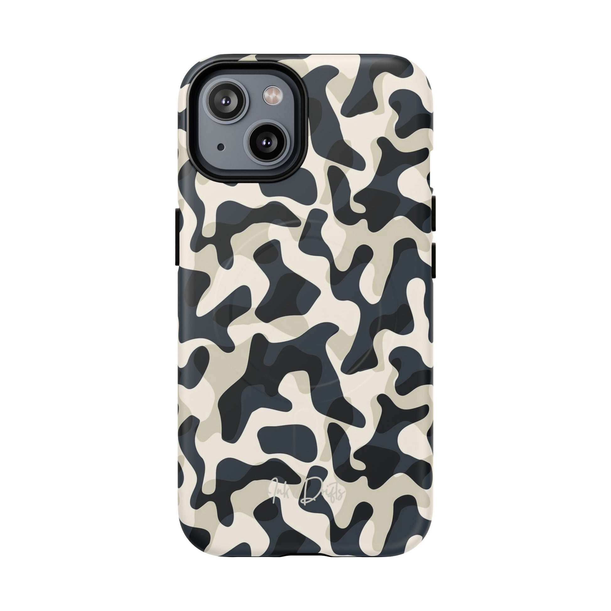 iPhone 14 Matte Phone Case - Monochrome Camo | MagSafe iPhone Case