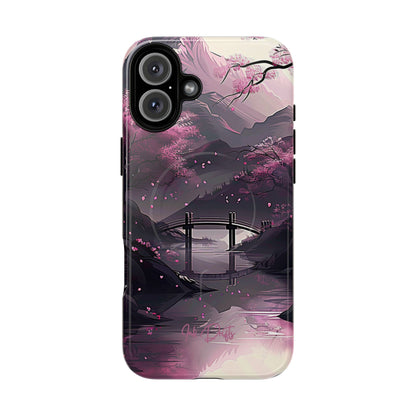 iPhone 16 Plus Glossy Phone Case - Blossom Bridge | MagSafe iPhone Case