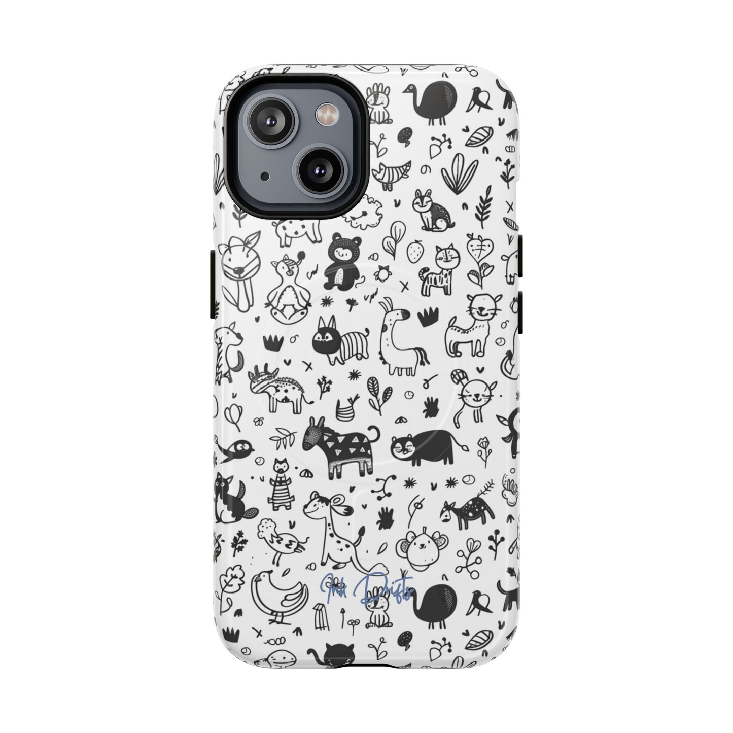 iPhone 14 Glossy Phone Case - Doodle Zoo | MagSafe iPhone Case