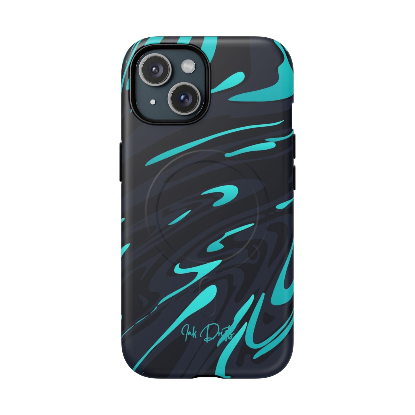 iPhone 15 Matte Phone Case - Turquoise Splash | MagSafe iPhone Case