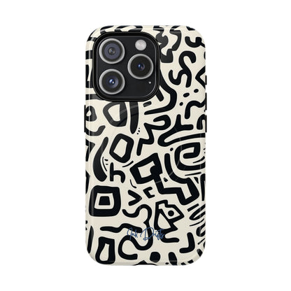 iPhone 15 Pro Glossy Phone Case - Abstract Doodle | MagSafe iPhone Case