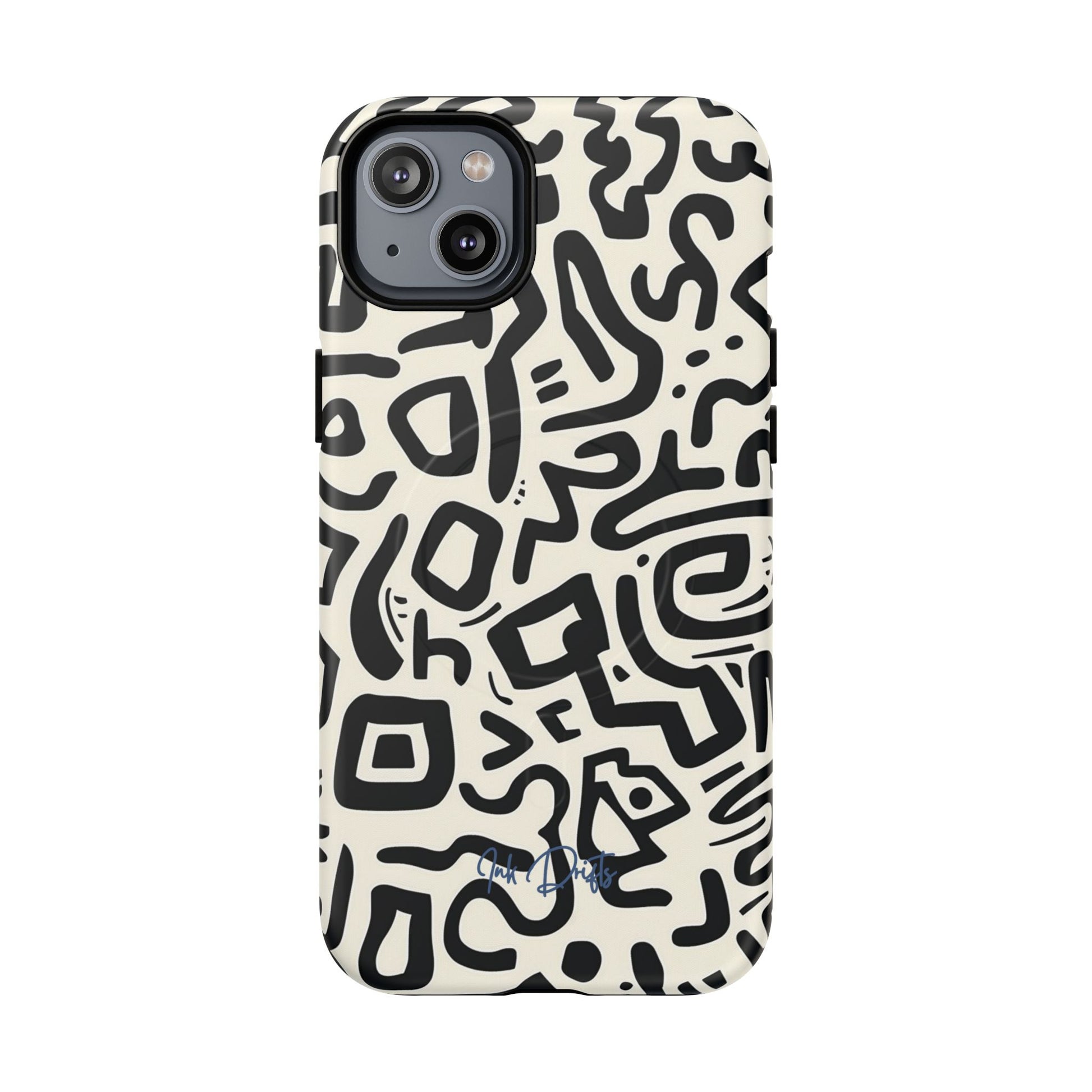 iPhone 14 Plus Matte Phone Case - Abstract Doodle | MagSafe iPhone Case