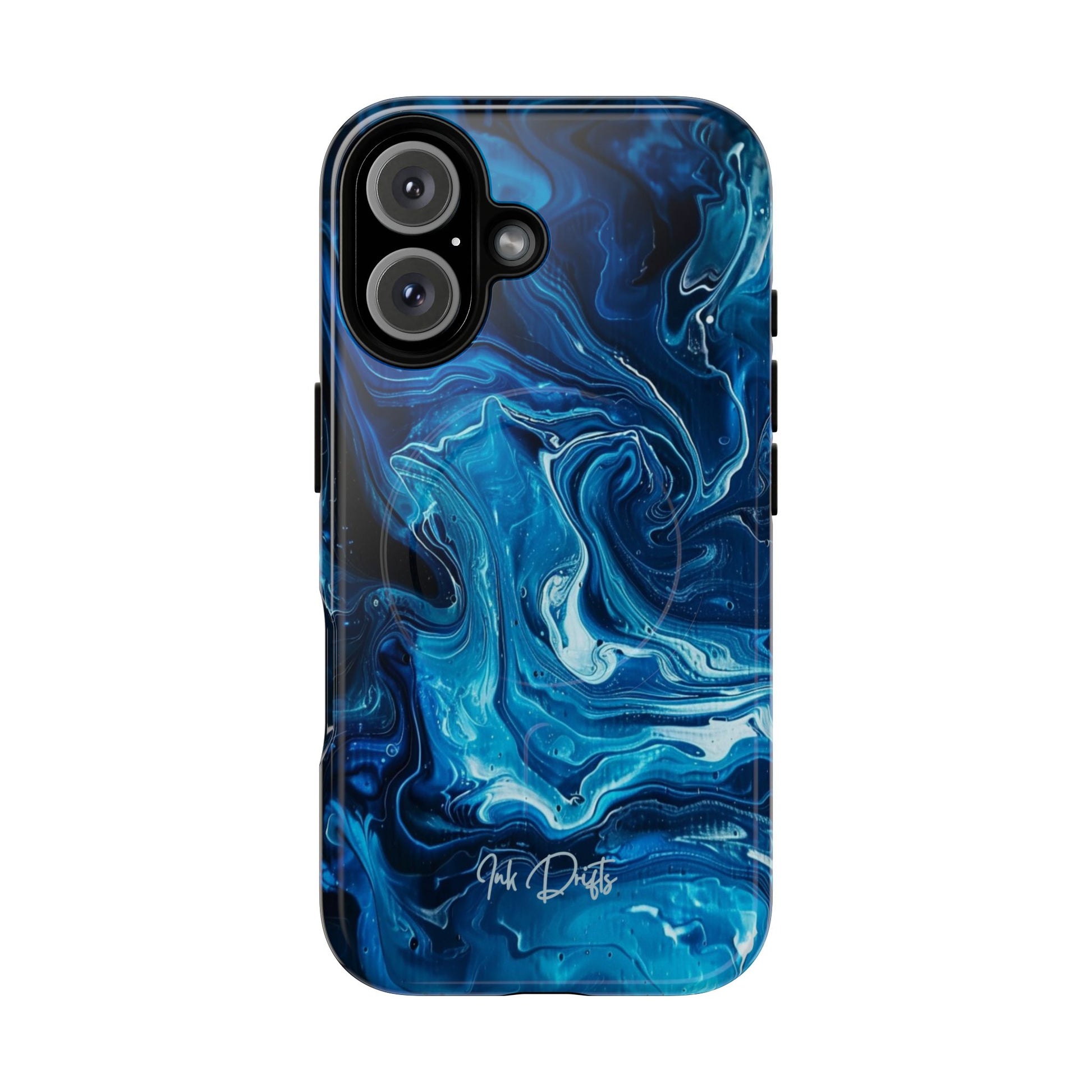 iPhone 16 Glossy Phone Case - Blue Swirl | MagSafe iPhone Case