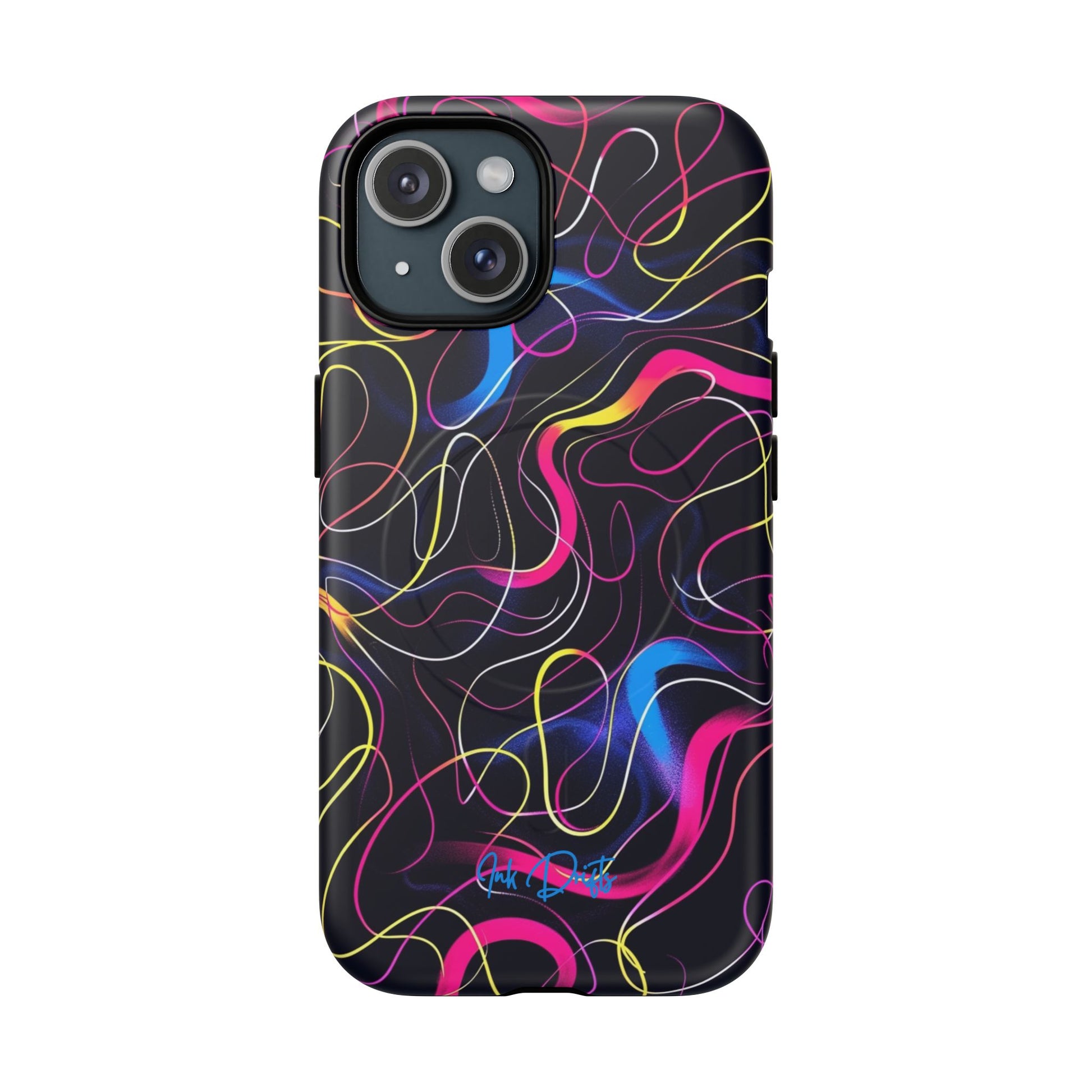 iPhone 15 Matte Phone Case - Neon Tangles | MagSafe iPhone Case