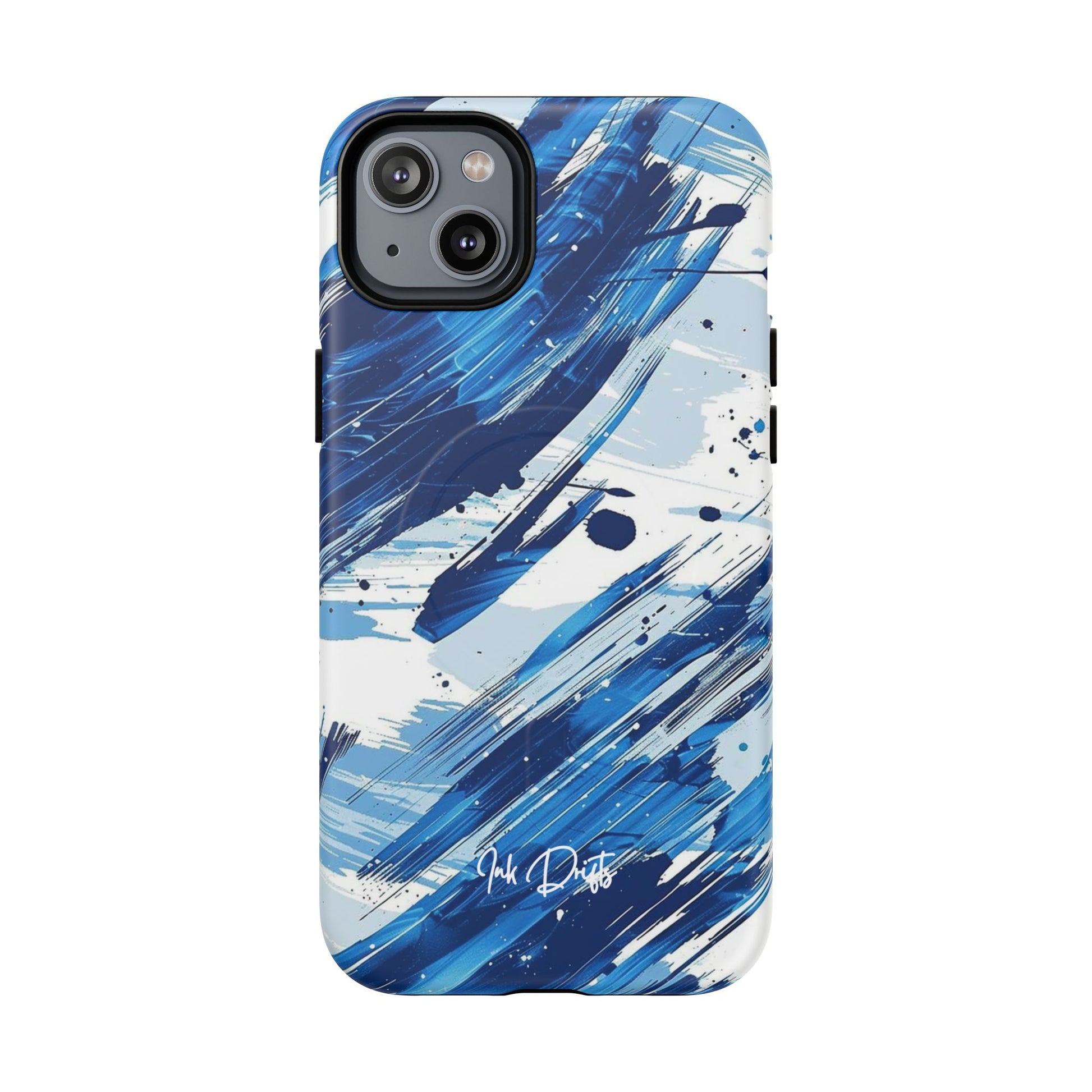 iPhone 14 Plus Matte Phone Case - Azure Strokes | MagSafe iPhone Case