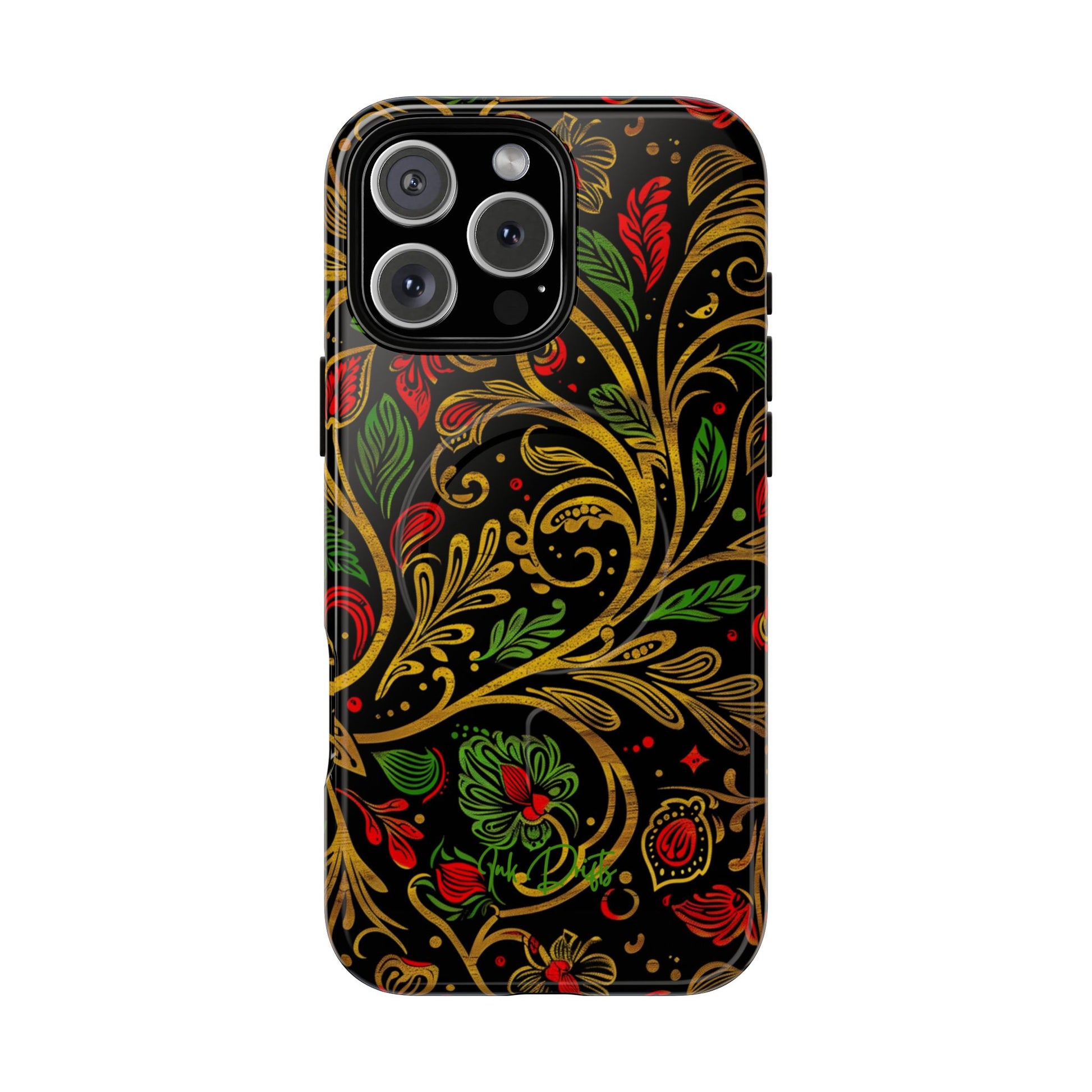 iPhone 16 Pro Max Glossy Phone Case - Golden Vines | MagSafe iPhone Case