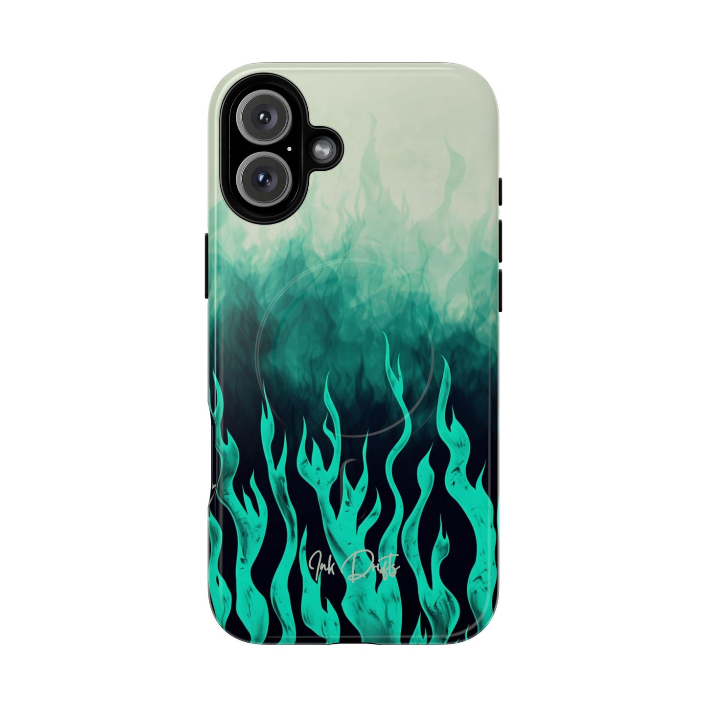 iPhone 16 Plus Glossy Phone Case - Teal Inferno | MagSafe iPhone Case