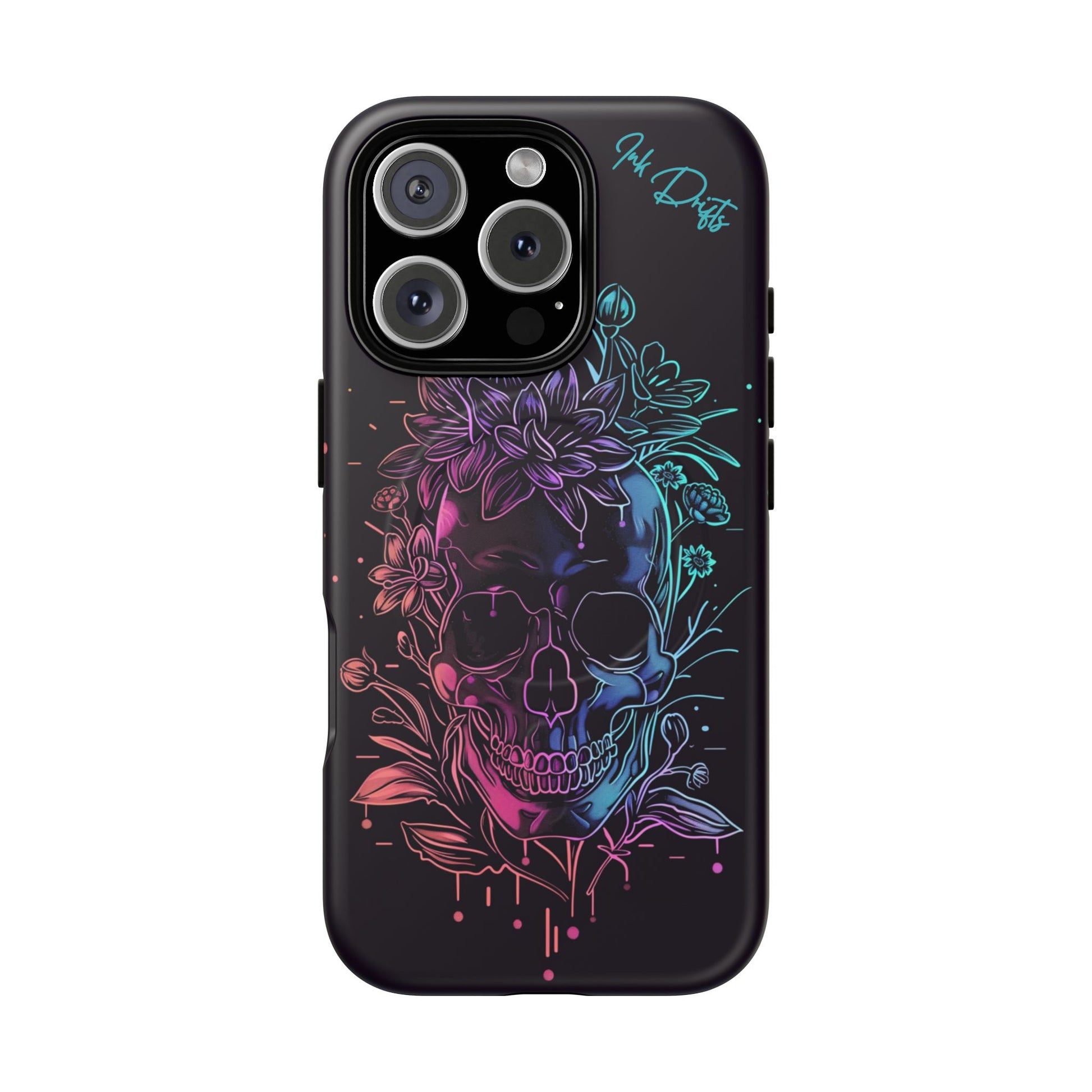 iPhone 16 Pro Matte Phone Case - Neon Skull | MagSafe iPhone Case