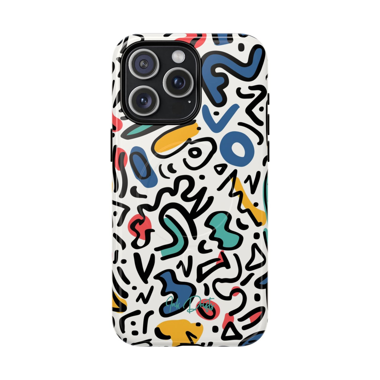 iPhone 15 Pro Max Glossy Phone Case - Playful Doodles | MagSafe iPhone Case