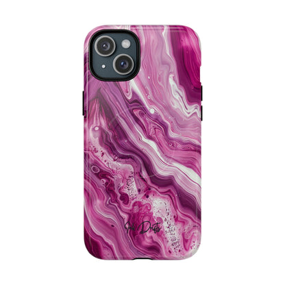 iPhone 15 Plus Glossy Phone Case - Pink Marble | MagSafe iPhone Case