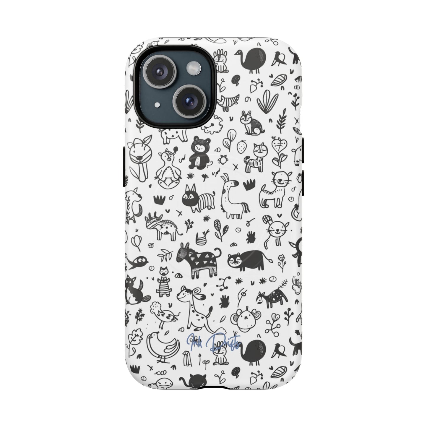 iPhone 15 Matte Phone Case - Doodle Zoo | MagSafe iPhone Case