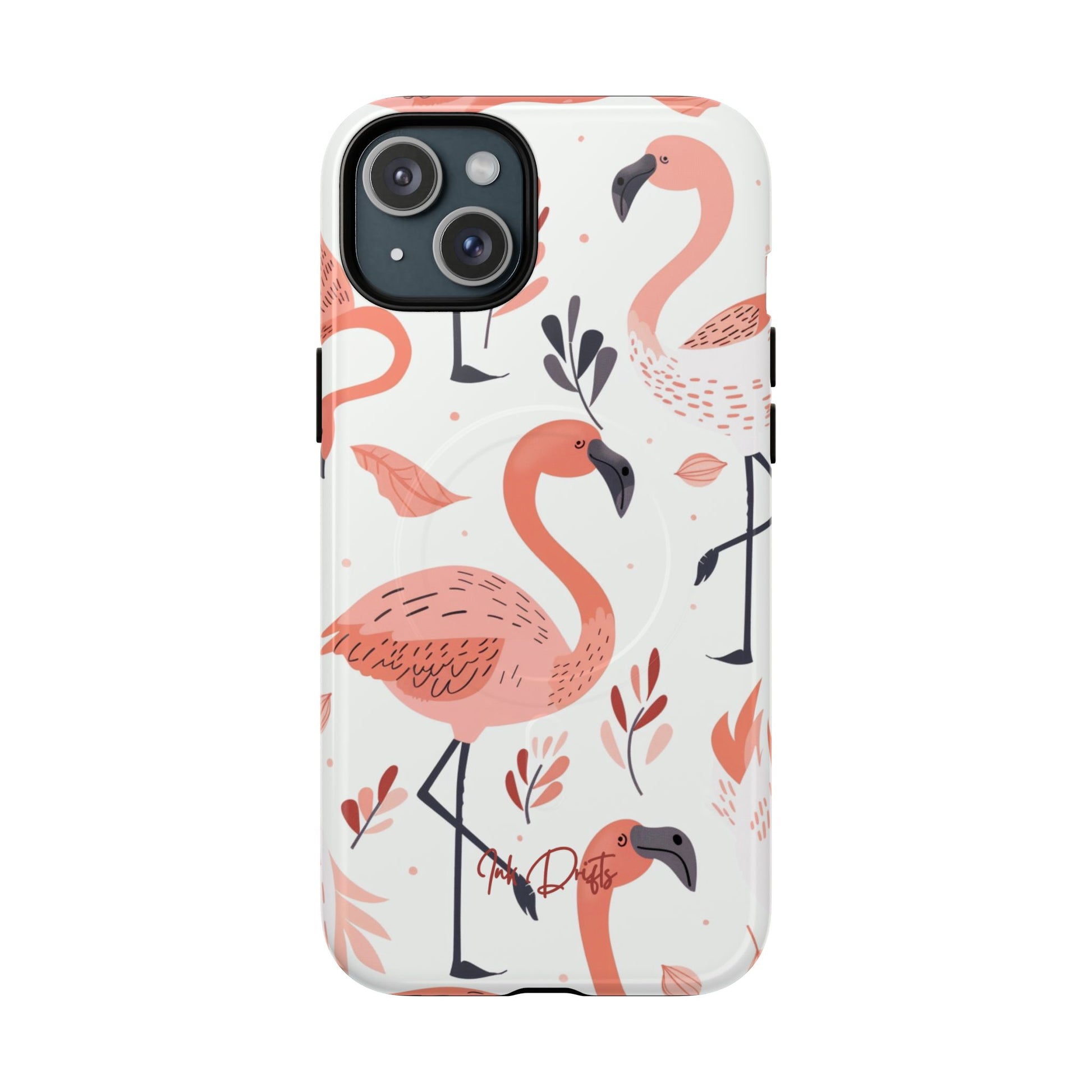 iPhone 15 Plus Glossy Phone Case - Flamingo Paradise | MagSafe iPhone Case