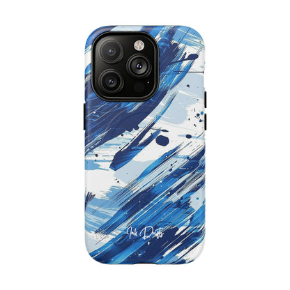 iPhone 14 Pro Matte Phone Case - Azure Strokes | MagSafe iPhone Case