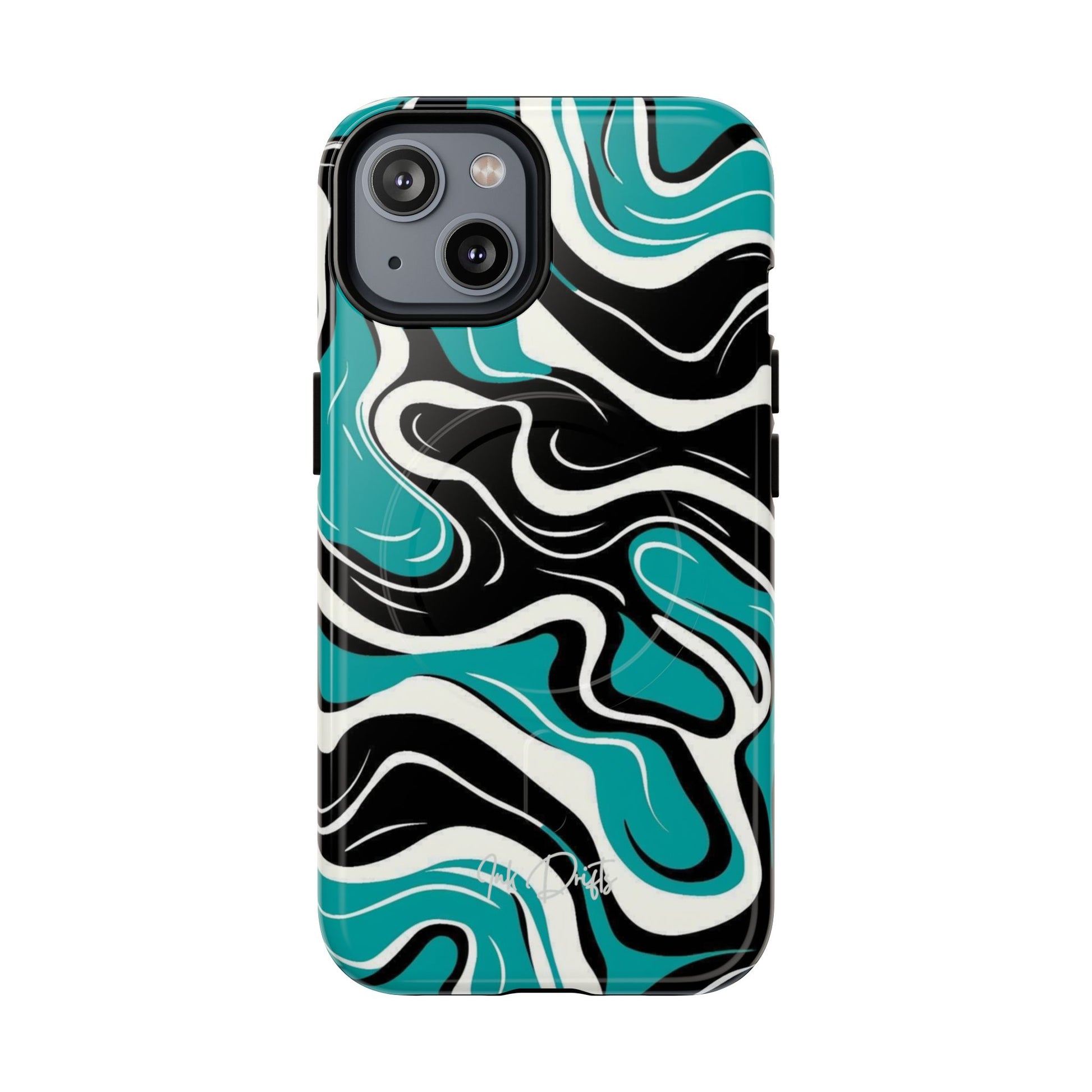 iPhone 14 Glossy Phone Case - Teal Tempest | MagSafe iPhone Case