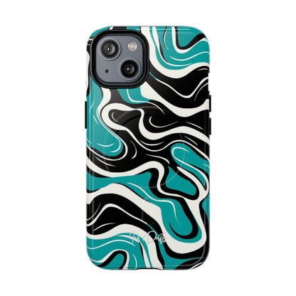 iPhone 14 Glossy Phone Case - Teal Tempest | MagSafe iPhone Case